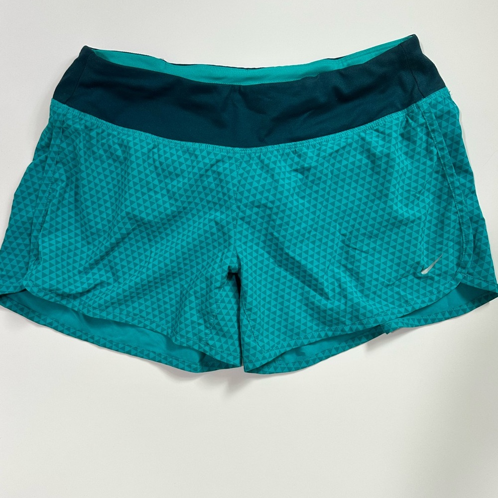 Nike Dri-FIT Women’s Running Shorts Teal Geometric Print Size Small